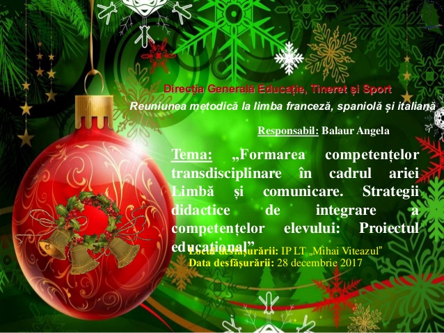 Reuniunea metodică la limbi străine (27-28 decembrie)